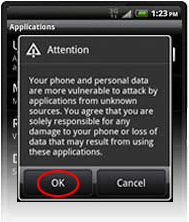 Android attention message Android attention message